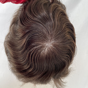 Nuevo Sistema Capilar Masculino AUS de Cabello Humano Remy Indio con Ondas Naturales, Peluca de Encaje para Hombre, de Buena Calidad, Hecho a Mano - Product Image 5