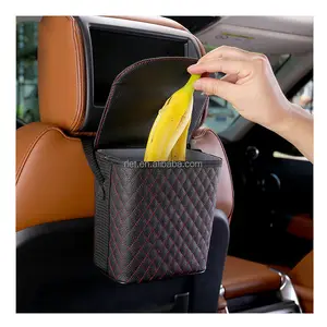 Полиуретановая подвесная сумка для хранения на заднее сиденье, вместительная Водонепроницаемая Автомобильная мусорная корзина с крышкой