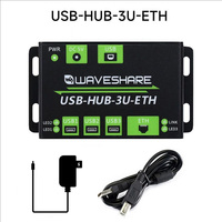 Waveshare - Concentrador USB Industrial USB-HUB-3U-ETH, 3 Puertos USB 2.0 con Protección ESD + Conector Ethernet de 100M, Chip Ethernet RTL8152B Integrado