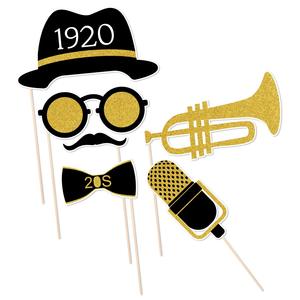 Accessoires de Photomaton Roaring 20's avec Bâtons de Bambou, Accessoires de Fête, 20 Pièces, 1920s - Product Image 4