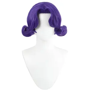 Аниме парик женский короткий парик для косплея высокотемпературный синтетический парик для комиксов костюм для вечеринки (фиолетовый)