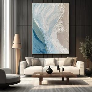 Peinture texturée, grande œuvre abstraite bleue, art mural texturé épais, peinture à l'huile encadrée sur toile pour la maison et la galerie - Product Image 5