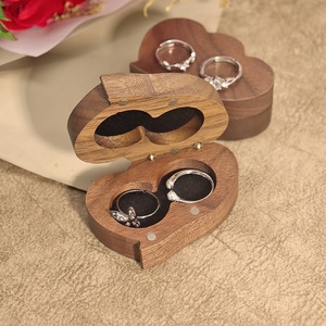 Heart-Shaped Wooden <b>Ring</b> <b>Box</b> Couple Slot Wedding <b>Ring</b> Holder for <b>Proposals</b> Anniversaries Engagements Romantic Gift Idea - Product Image 5