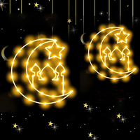 Guirlande lumineuse LED RUIYI Eid Mubarak, lumière chaude, étanche, en fer forgé, lune, étoile, château, piles AA, intérieur/extérieur, Ramadan