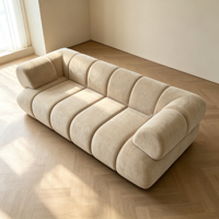 Kompressions-Sofa Weiß Schlankes Rahmenloses Vakuum-Kompressions-Möbelstück Weiches Sherpa U-Form Armloses Hochdichte-Sofa