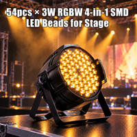 Projecteur LED PAR RGBW 4-en-1 en gros, 54x3W, angle de faisceau de 25 degrés, activé par le son, DMX512, pour discothèque, bar, KTV