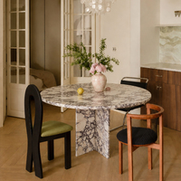 Meubles minimalistes pour la maison, table à manger ronde en marbre Calacatta Viola, table à piétement croisé en marbre pour villa et hôtel