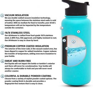 शिखर सम्मेलन पानी की बोतल तांबा कस्टम पानी सुराही चौड़े मुंह वैक्यूम अछूता 18/8 धातु स्टेनलेस स्टील 40oz 64oz 84oz जिम 1000pcs - Product Image 2