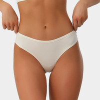 String invisible taille moyenne en coton peigné sexy pour femme grande taille : Bikini respirant et très extensible pour femme avec ourlet