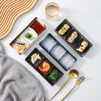 Ensemble de plats de service carrés en porcelaine de style minimaliste, trois compartiments, passe au micro-ondes, marque HIXIN, émaillé, pour la maison et les restaurants