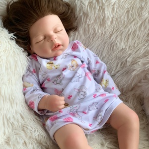 Poupée réaliste en silicone de 46 cm, nouveau-né, souriante et satisfaite, avec cils, jouet doux, compagnon unisexe pour enfants - Product Image 5