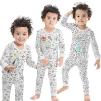 Pyjamas pour enfants à colorier, manches longues, garçons et filles, vêtements de nuit, pyjama graffiti, pyjama à colorier, ensemble de pyjamas à colorier, pyjamas pour enfants à colorier