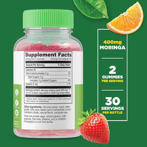 Gomitas de hoja de <span class=keywords><strong>Moringa</strong></span> de etiqueta privada, OEM, ODM, soporte antioxidante para la salud muscular, sistema inmunológico para adultos, no para mujeres embarazadas - Product Image 2