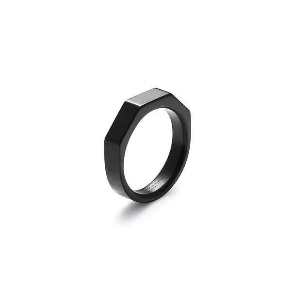 Современный Дизайн мужские черные серебро 5 мм ширина с шестигранной головкой кольцо не тускнеет водонепроницаемые часы с ремешком из нержавеющей стали кольцо для мужчин ювелирные изделия оптом