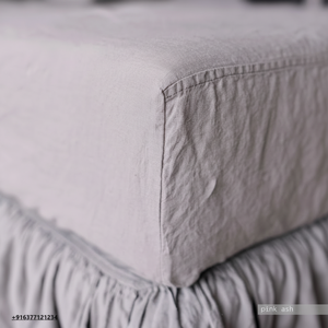 Sábana bajera de lino. Sábana de lino King, Queen, Twin de tamaño doble completo con banda elástica segura Sábana ajustable King Sábana de tamaño personalizado - Product Image 1