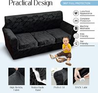 MeiMeileo Ensemble de 4 housses de canapé en velours, 3 coussins, durables, douces, en peluche, lavables, respirantes, anti-poussière, extensibles, adaptées aux chiens
