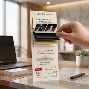 <span class=keywords><strong>Carte</strong></span> de programme de la Semaine de la Mode avec onglets de collection de créateurs, heures des spectacles, cartes des lieux et détails des after-parties - Product Image 1