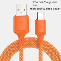 Kabel Data Roman Column USB Type-C 3A Pengisian Cepat Oranye dengan Pelindung Foil dan Jalinan Nilon untuk iPhone