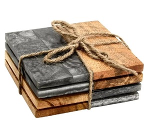 Sous-verres demi-marbre demi-bois au design unique ensembles de tapis de tasse accessoires de décoration de table parfaits - Product Image 2