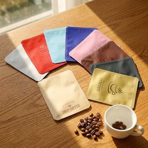 Sacs refermables en papier kraft de qualité alimentaire pour grains de café, en stock, taille personnalisable, multicolores, pour tisanes, OEM ODM - Product Image 1