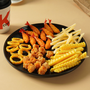 Simulated snack platter, squid <b>rings</b>, fries, chicken nuggets, tempura, fried food, food toys, model photos. - Product Image 1