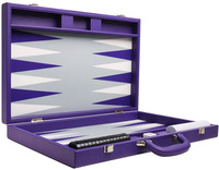 lila portable high-end-pu-leder-backgammon-brettspielbox für das brett