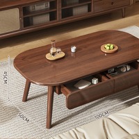 Table basse/à thé moderne minimaliste en bois massif avec rangement, design durable pour salon et petits appartements, nouveau modèle 2026