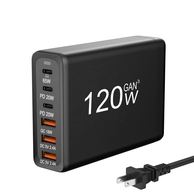 120w Gan Tech Pd Charger Station 120w Pd Qc 3.0 Fast Charger 120w Gan Wall Charger for Macbook Pro for Ipad for Mobile Phone
