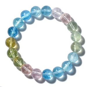 สร้อยข้อมือหินมอร์แกนคริสตัลน้ำแข็งธรรมชาติ สีชมพูแคนดี้อะความารีน ของขวัญเครื่องประดับ - Product Image 1