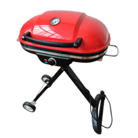 Barbecue électrique d'extérieur moderne en acier, pliable et portable, avec hauteur réglable et chariot pliable