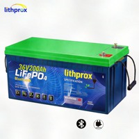 Batterie LiFePO4 36V 200AH Grade A 6000 Cycles Cycle Profond Stockage Domestique Bluetooth Smart BMS Prise Anderson CE RoHS IP67 OEM ODM