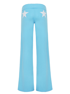 Womens Summer Flat <b>Low</b> <b>Rise</b> <b>Flared</b> Pants with Star Patch Wide Leg Cuffed Hem Casual Loose Y2K Trousers - Product Image 6