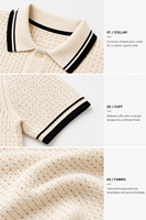 Polo tricoté pour homme été 2026, en tissu gaufré brodé à manches courtes, vente en gros, tricots personnalisés pour homme