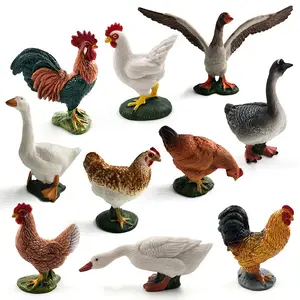 树脂工艺品仿真动物雕像迷你鸭鹅天鹅母鸡公鸡动物雕像家居花园装饰