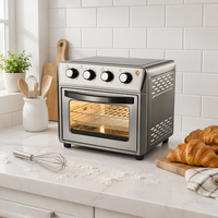 Four à Friture Électrique en Acier Inoxydable 26L 1600W, Four à Convection de Comptoir, Circulation d'Air Chaud à 360°, Usage Domestique et Commercial
