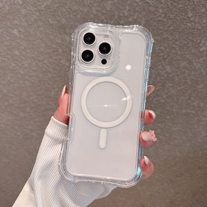 เคสโทรศัพท์แม่เหล็กใส 3-in-1 สำหรับ iPhone 17 16 15 14 13 12 11 Pro Max ป้องกันแรงกระแทกแบบเรียบง่าย - Product Image 4