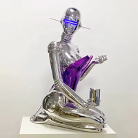 Robot femelle lumineux en fibre de verre grandeur nature personnalisé en usine Hajime Sorayama Sculpture pour la décoration intérieure