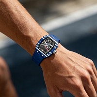 Montre à quartz pour homme avec boîtier en alliage et bracelet en silicone