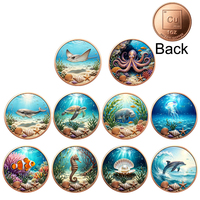 Pièce de défi personnalisée 1 oz en cuivre fin .999, motif animal marin émaillé, pièce en cuivre pur pour souvenir de voyage à la plage ou cadeau