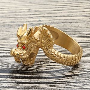 Dragon <b>Ring</b> Gold Men's Punk Style Animal Shape Retro <b>Skull</b> Jewelry Gift - Product Image 2