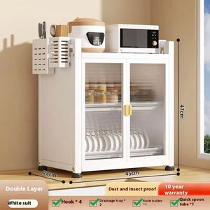 Efficient Metal Dish Rack Chopsticks <b>Storage</b> Cabinet Dust Proof Tabletop <b>Kitchen</b> Cupboard Door Household Dinnerware Drain Rack - Product Image 3