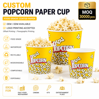 Gobelets à popcorn personnalisés en papier, qualité alimentaire, imperméables, biodégradables, fournisseurs en gros, gobelets à popcorn personnalisés pour cinéma et restauration rapide