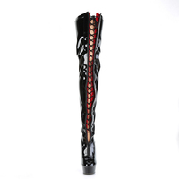 Chaussures de pole dance à plateforme pour femmes, bottes gothiques romaines à lacets longs avec fermeture éclair, talon haut de 13 cm, noires, style gothique, 5 pouces