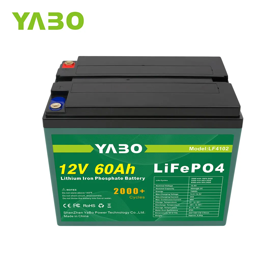 High Power Deep Cycle 12V 60Ah LiFePO4 Lithium Battery for Solar Energy Storage Systems