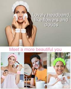 Esthéticienne du <span class=keywords><strong>visage</strong></span> en tissu éponge avec logo personnalisé direct d'usine enlève la tige <span class=keywords><strong>bandeau</strong></span> de maquillage <span class=keywords><strong>bandeau</strong></span> de soins de la peau - Product Image 6