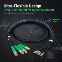 Kabel CoaXPress 4CH Fleksibel Tinggi 75Ω BNC ke HD Mini BNC Breakout Wire untuk Kamera Visi Industri, Catu Daya PoC