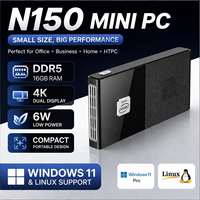 Zkmagic N150 Mini Bilgisayar DDR5 Windows 11/Linux 16GB RAM 4K Çift Ekran Ofis İşletme HTPC Düşük Güçlü Mini Bilgisayar