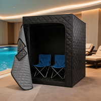 Tente de sauna vapeur portable pour 2 personnes, kit complet avec générateur de vapeur, chaises pliantes pour appartement, extérieur, maison, hôtel, piscine, spa