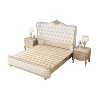 Lit de Luxe Moderne 1,8 M pour Chambre Principale, Style Américain et Européen, Grand Lit Double Haut de Gamme en Cuir Capitonnée pour Mariage