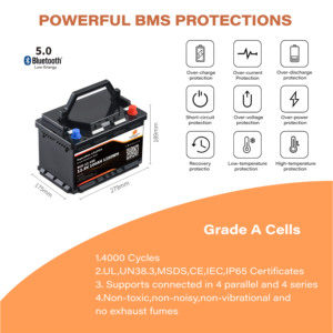 Batterie LiFePO4 12V 100Ah avec BMS de surveillance Bluetooth, idéale pour camping-car, hors réseau et stockage d'énergie solaire - Product Image 5